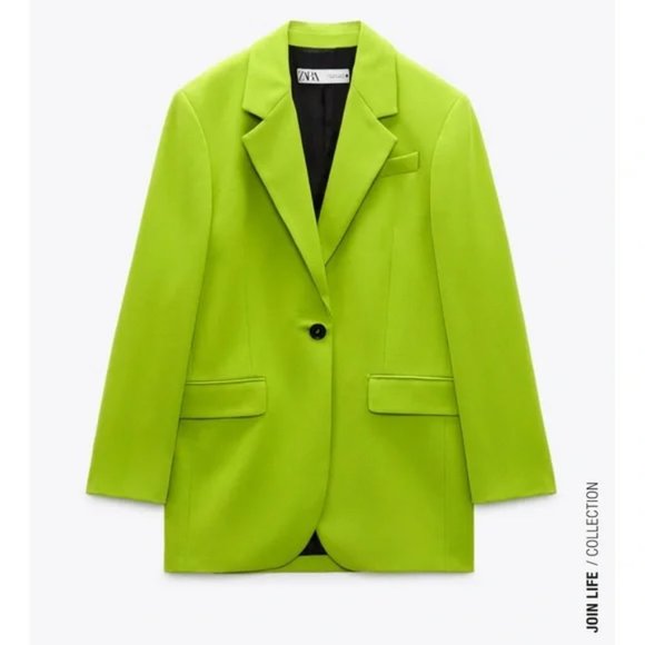 ZARA Oversized Blazer Lime Green - Picture 3 of 4